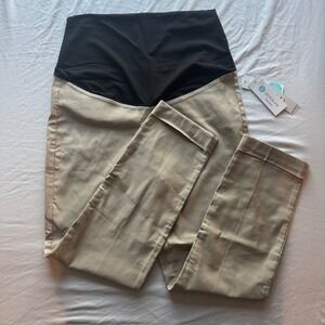 Tribal Cuffed Maternity Pants Sz 10 Tan Khaki Stretch Trousers Ankle NWT Medium